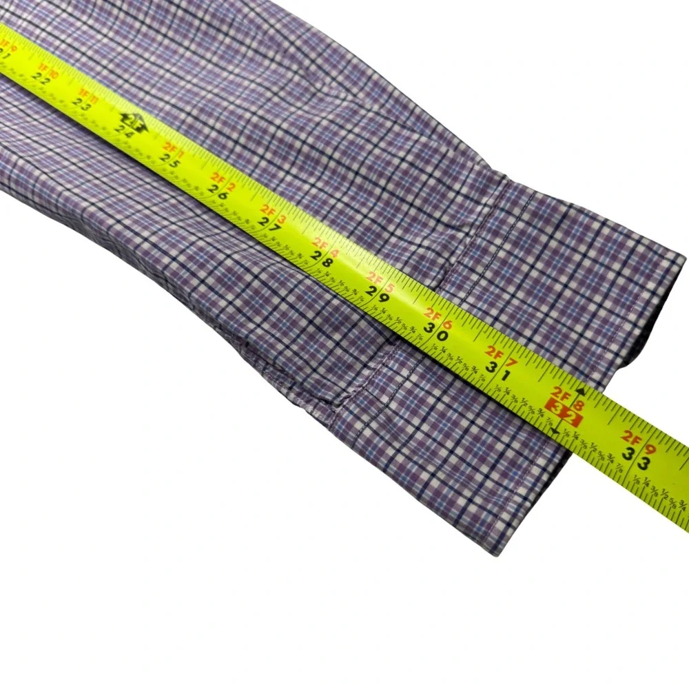 Polo Ralph‎ Lauren Mens Button Down Shirt Purple Plaid Stretch Cotton Size M